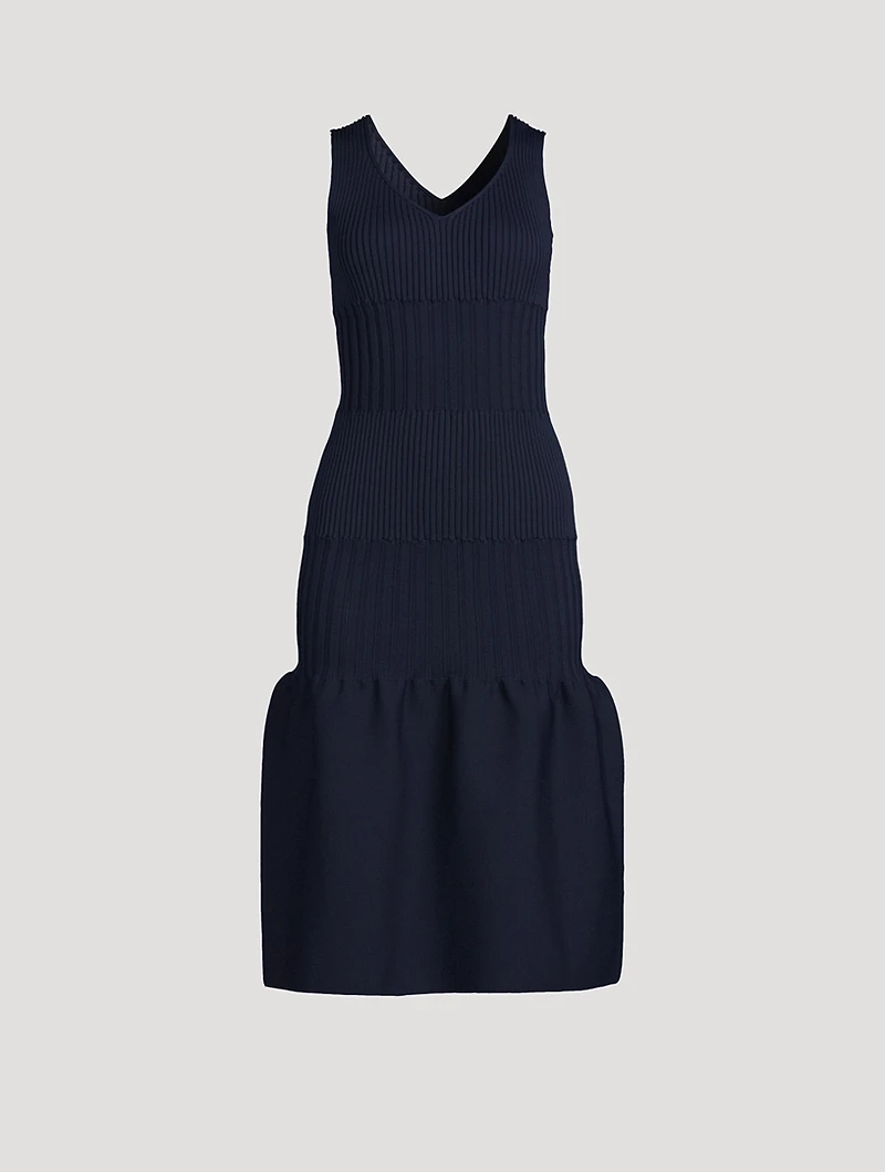 Fluted Knit Midi Dress