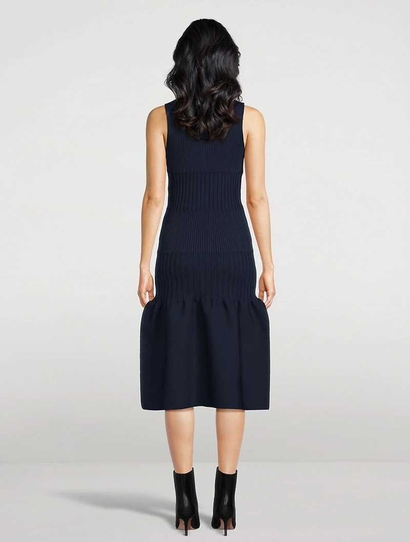 Fluted Knit Midi Dress