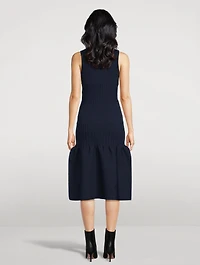Fluted Knit Midi Dress