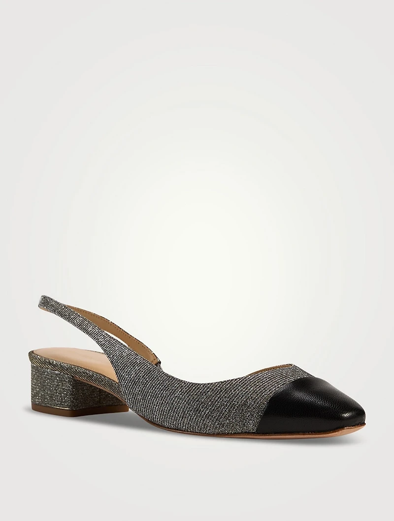 Cecile Lurex Cap-Toe Slingback Pumps