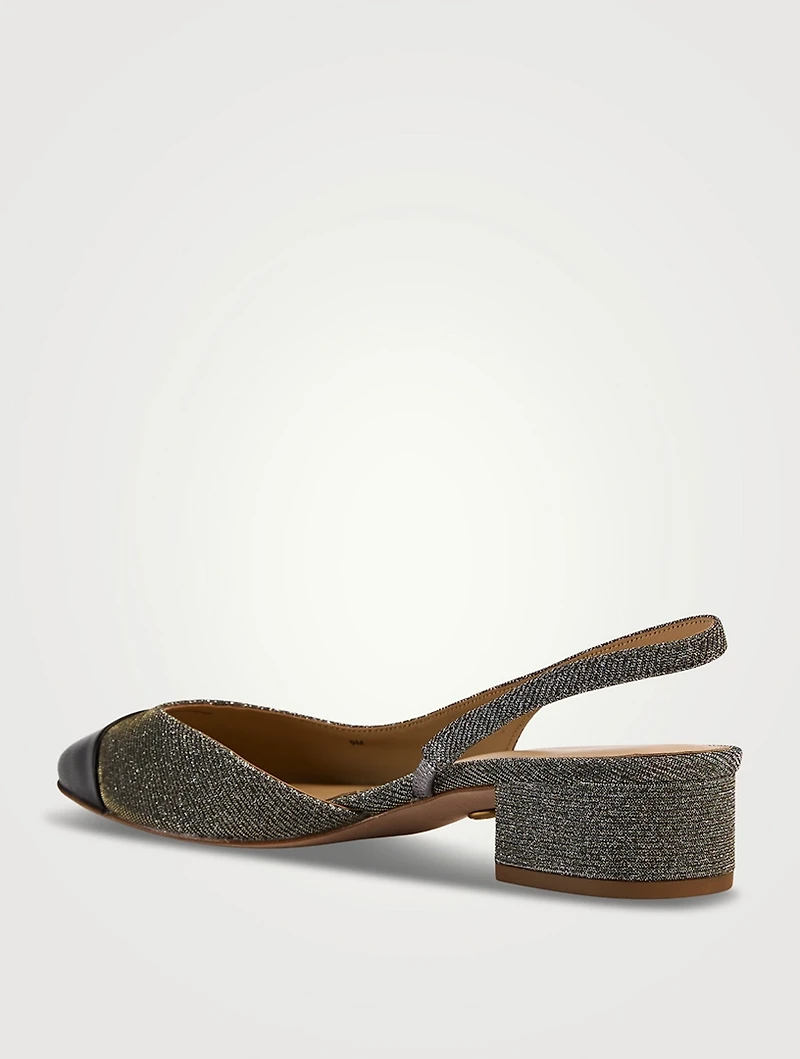 Cecile Lurex Cap-Toe Slingback Pumps