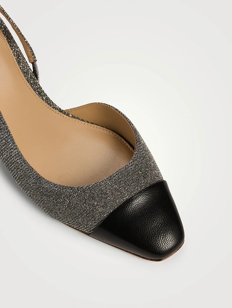 Cecile Lurex Cap-Toe Slingback Pumps