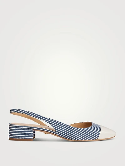 Cecile Denim Cap-Toe Slingback Pumps