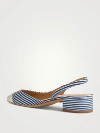 Cecile Denim Cap-Toe Slingback Pumps