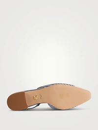 Cecile Denim Cap-Toe Slingback Pumps