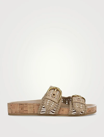 Prue Woven Leather Slide Sandals