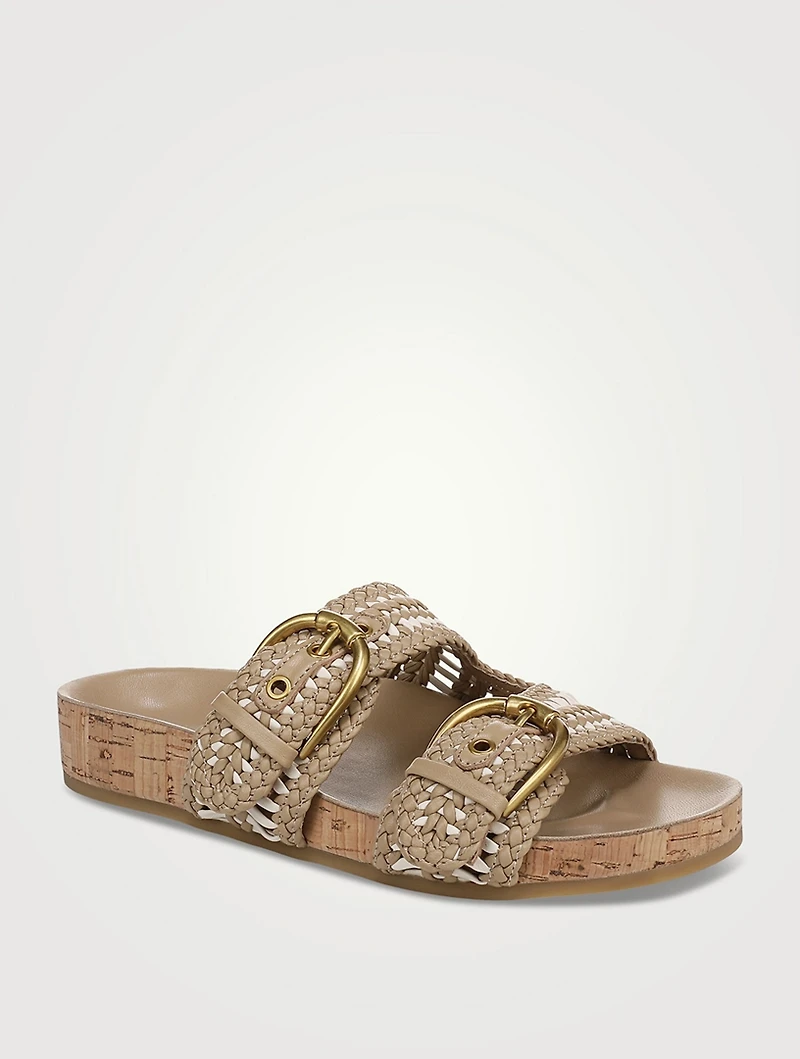 Prue Woven Leather Slide Sandals