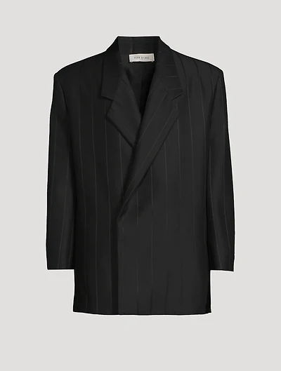 Pinstripe Relaxed Double-Breasted Blazer