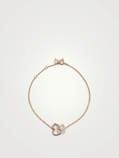 Petite Double Wulu 18K Rose Gold Link Bracelet With Diamonds