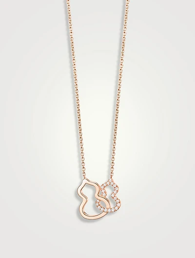 Petite Double Wulu 18K Rose Gold Necklace With Diamonds