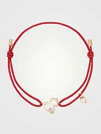 Wulu 18K Rose Gold Red Cord Bracelet With Diamond
