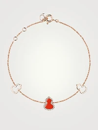 Petite Wulu 18K Rose Gold Bracelet With Diamonds And Red Agate