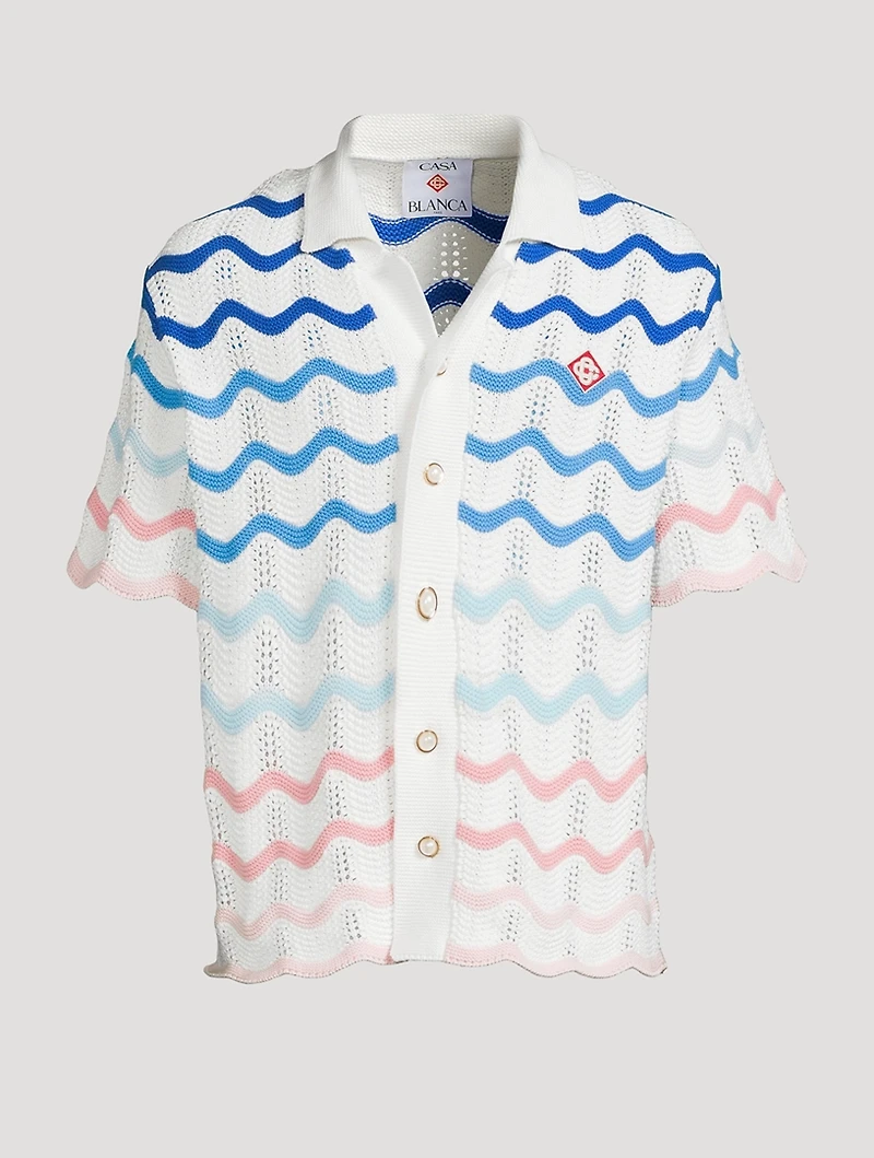 Gradient Wave Crochet Shirt