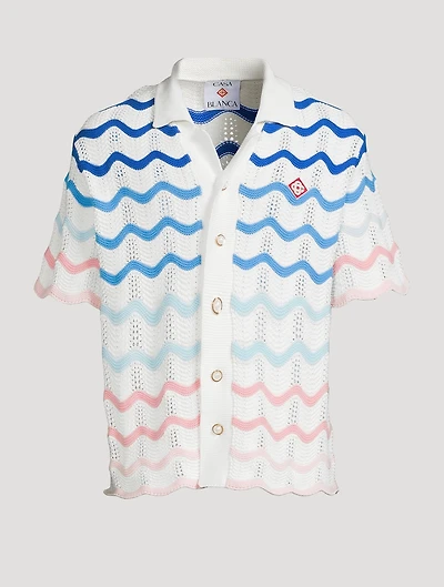 Gradient Wave Crochet Shirt