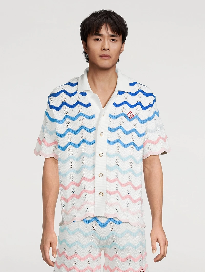 Gradient Wave Crochet Shirt