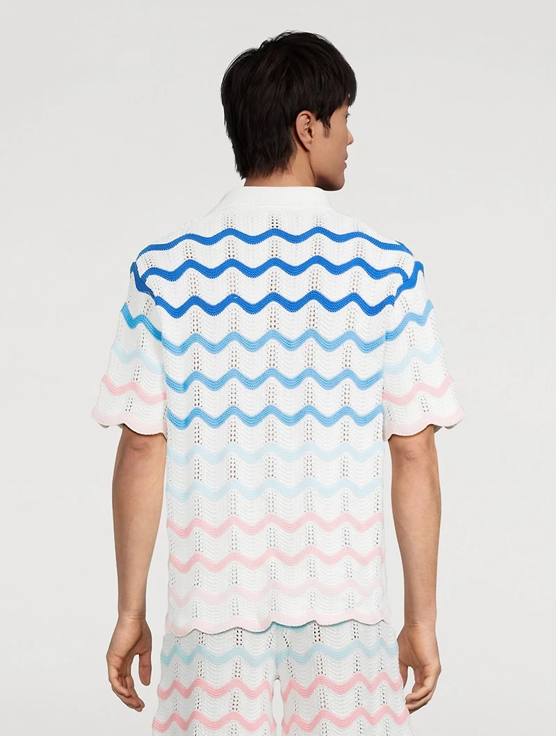 Gradient Wave Crochet Shirt
