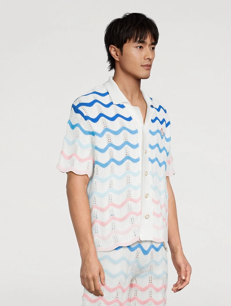 Gradient Wave Crochet Shirt