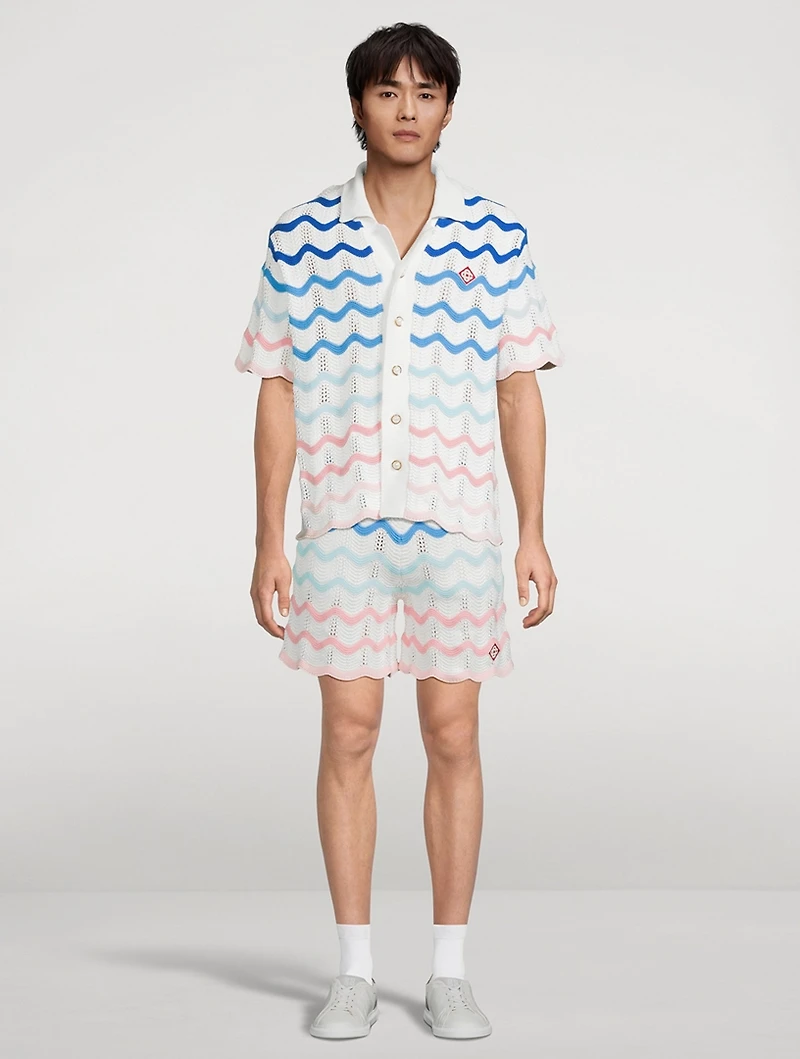 Gradient Wave Crochet Shirt