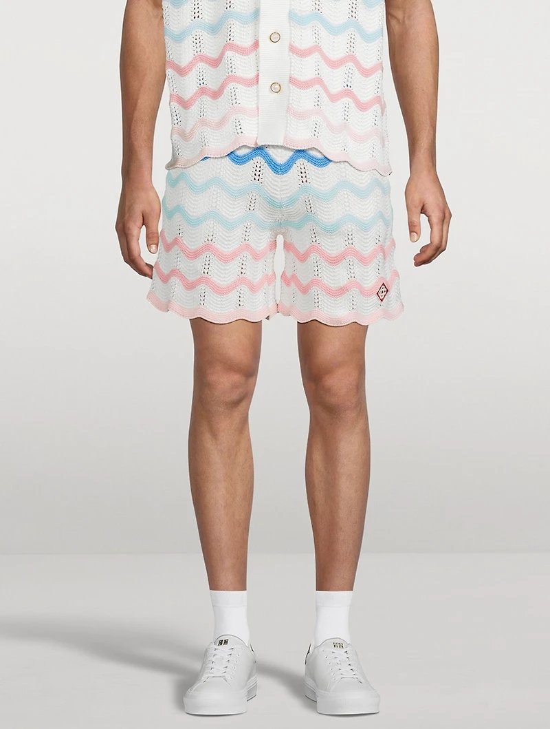 Gradient Wave Crochet Shorts