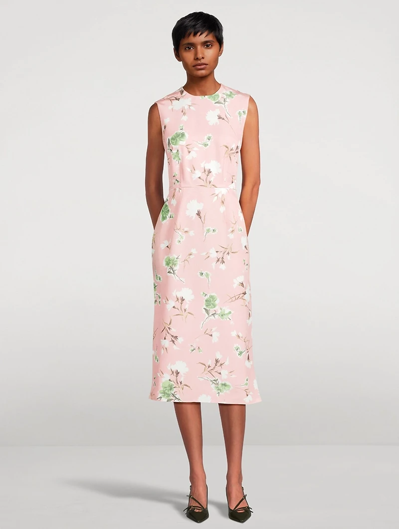 Faille Sheath Dress Floral Print