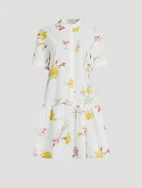 Dropped-Waist Seersucker Shirt Dress Carnation Print