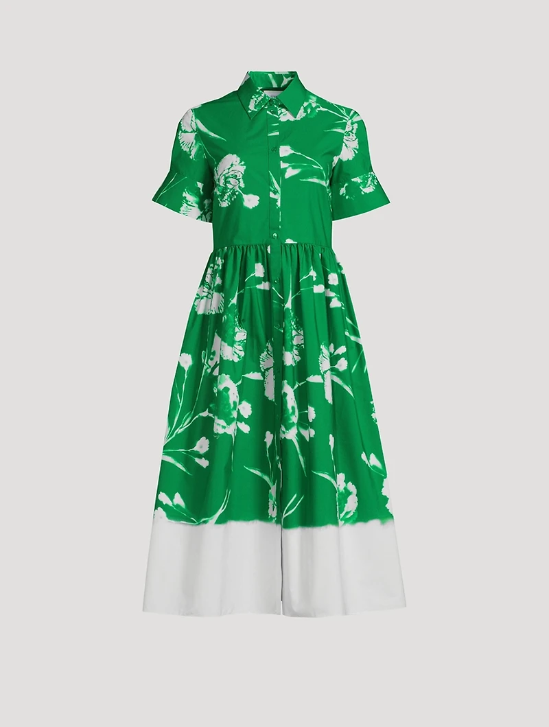 Poplin Shirt Dress Carnation Print