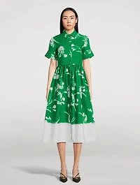 Poplin Shirt Dress Carnation Print