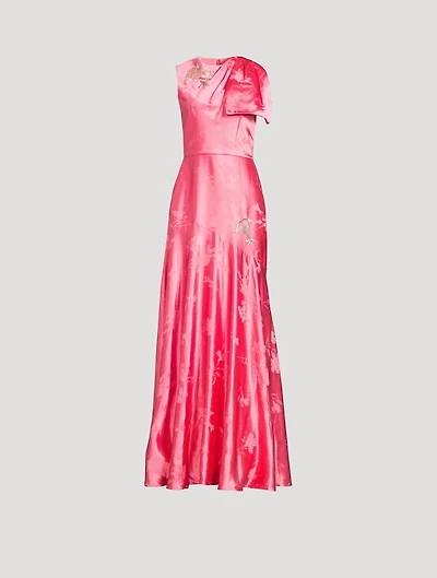 Embellished Satin Gown