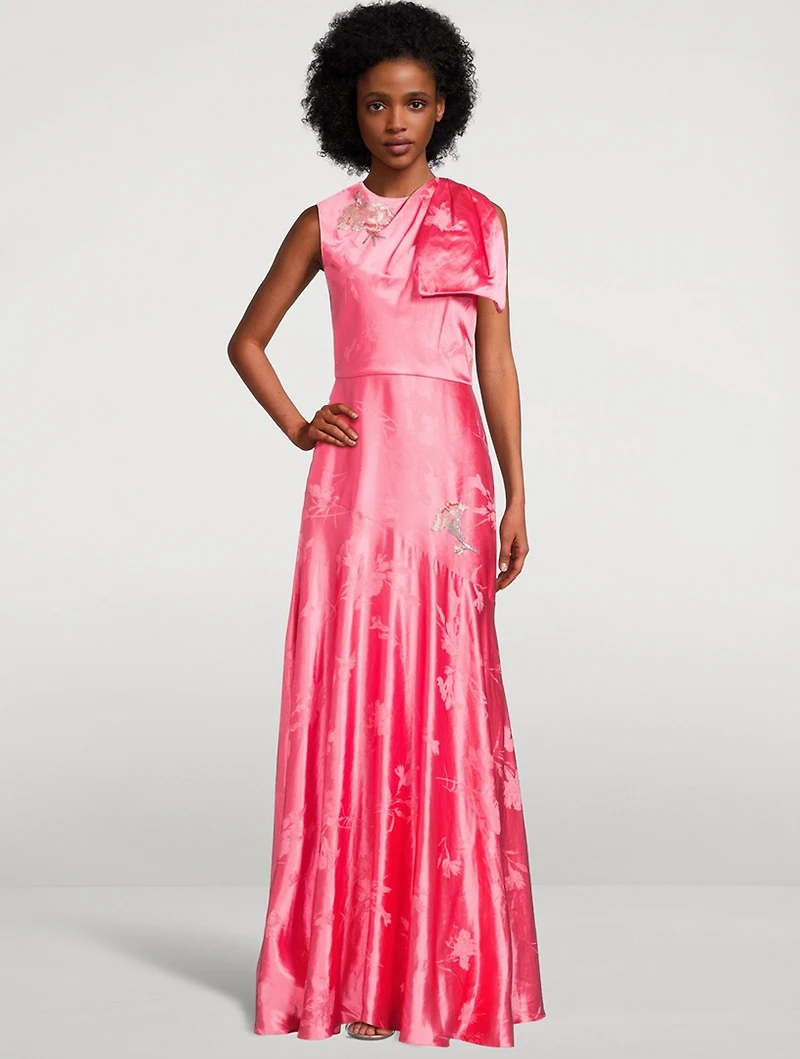 Embellished Satin Gown