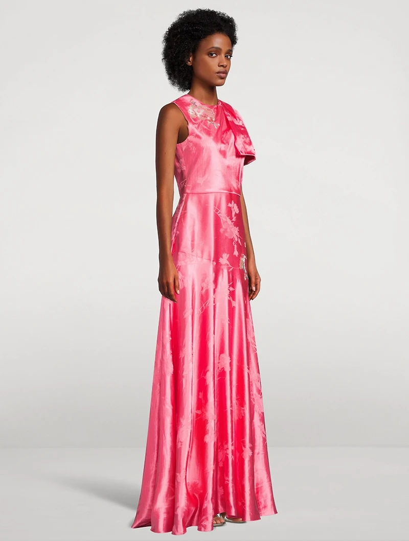 Embellished Satin Gown
