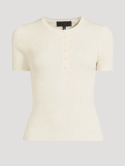 Francene Rib-Knit Silk T-Shirt