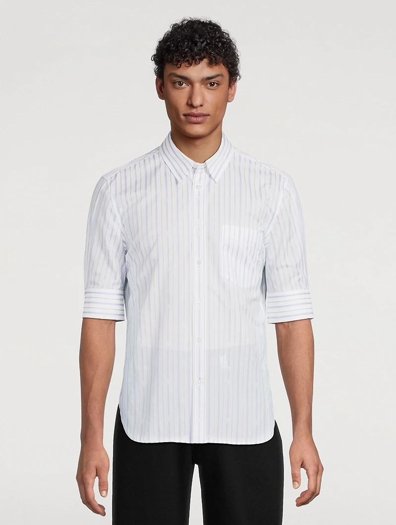 Embroidered Skull Striped Shirt