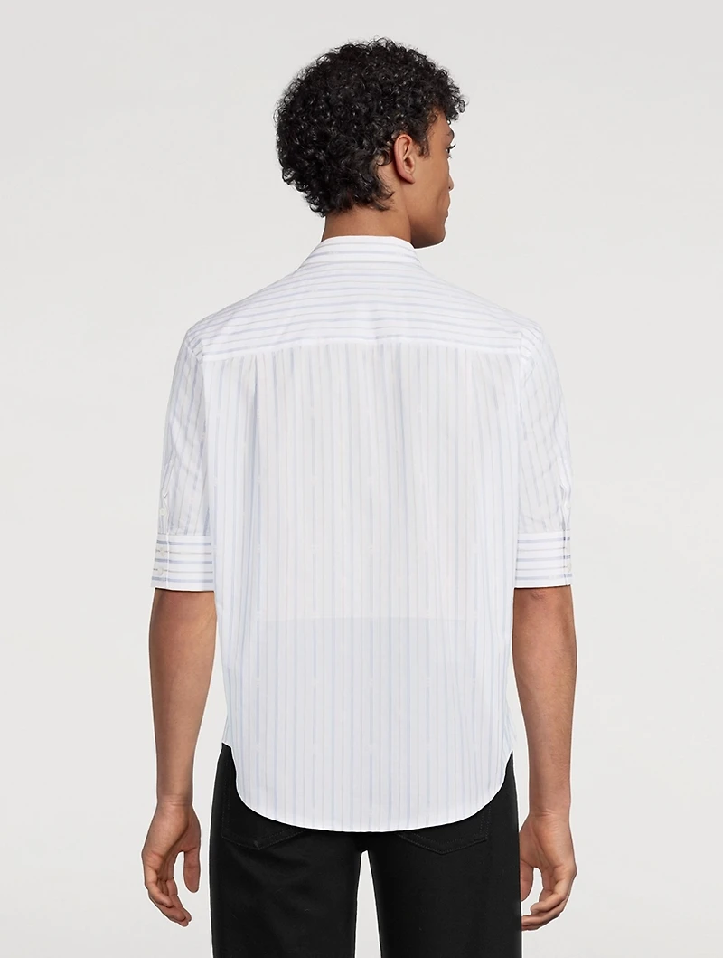 Embroidered Skull Striped Shirt