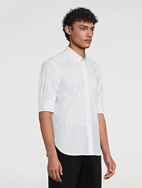 Embroidered Skull Striped Shirt