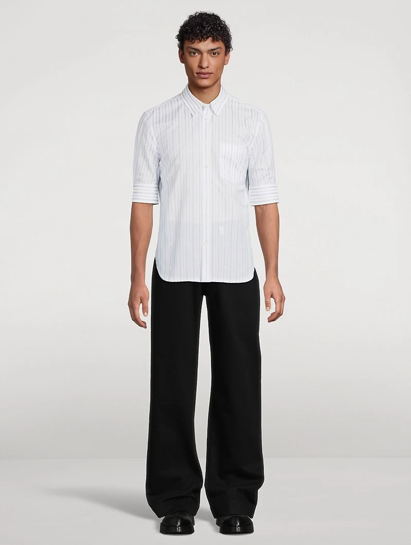 Embroidered Skull Striped Shirt