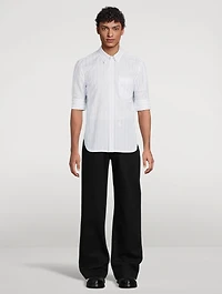 Embroidered Skull Striped Shirt