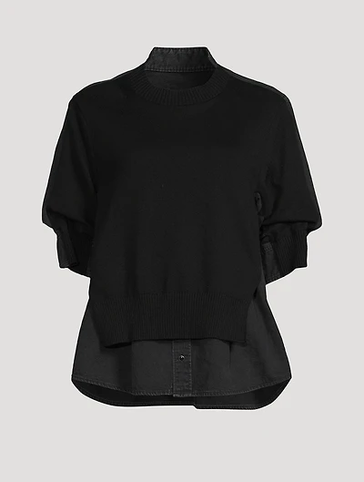 Denim Mix Knit Short-Sleeve Shirt
