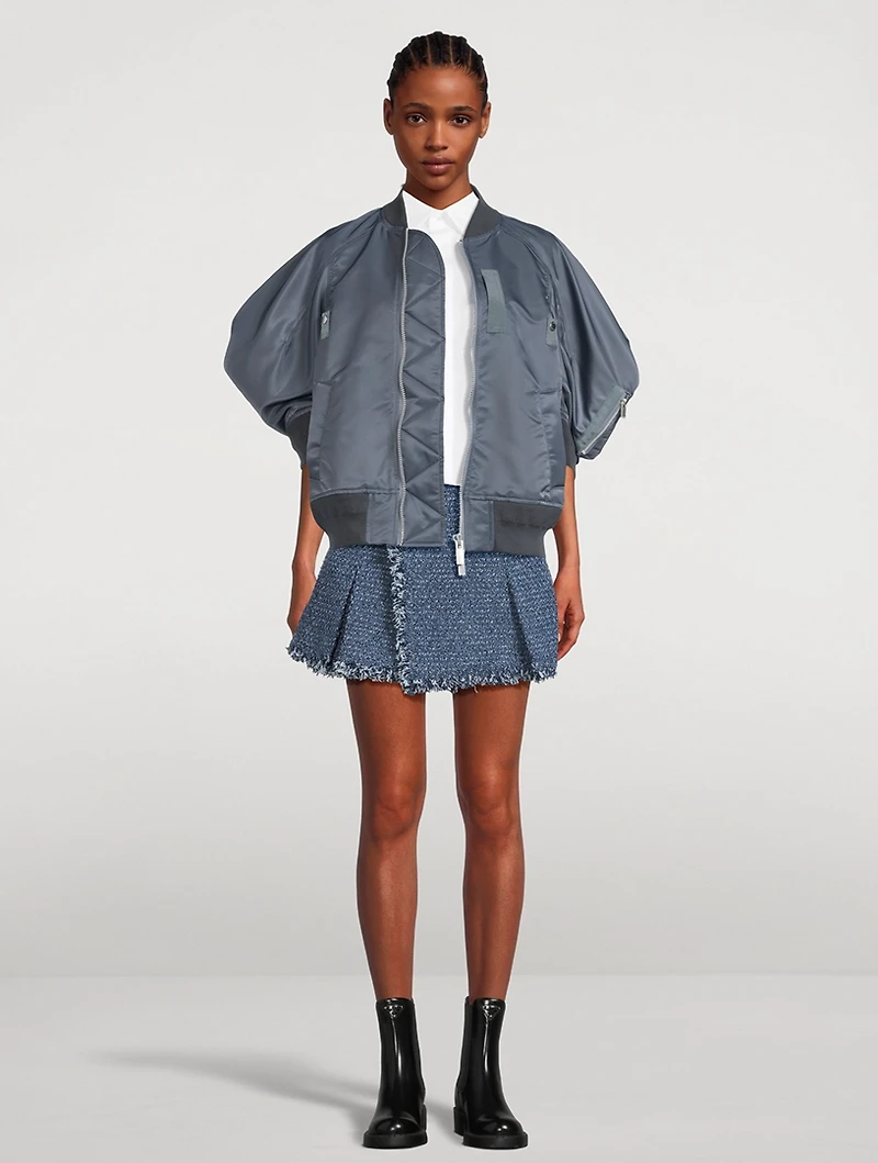 Denim And Tweed Mix Mini Skort