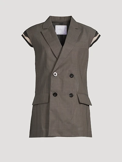 Double-Breasted Vest With Pleated Back