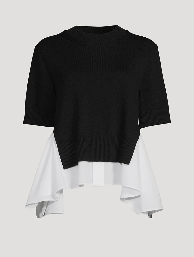 Mixed-Media Sweater With Shirt