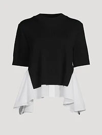 Mixed-Media Sweater With Shirt