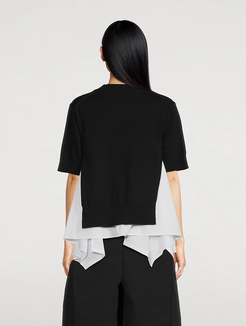 Mixed-Media Sweater With Shirt