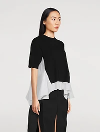 Mixed-Media Sweater With Shirt