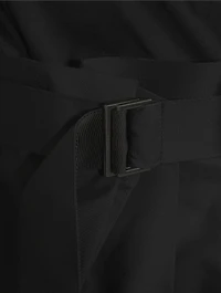 Mixed-Media Belted Midi Dress