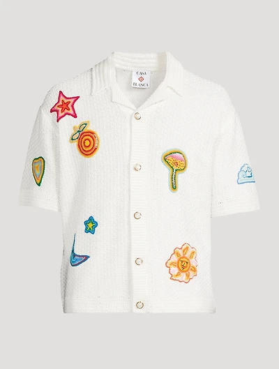 Motif Crochet Short-Sleeve Shirt