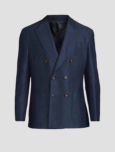 Cotton And Linen Double-Breasted Jacket