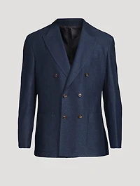 Cotton And Linen Double-Breasted Jacket