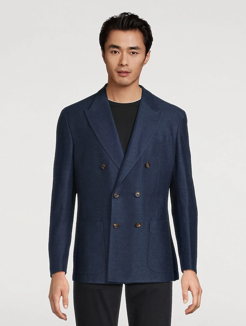 Cotton And Linen Double-Breasted Jacket