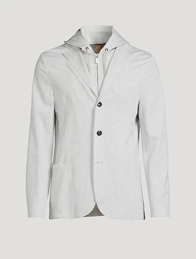 Striped Laser-Cut Jacket With Removable Hood