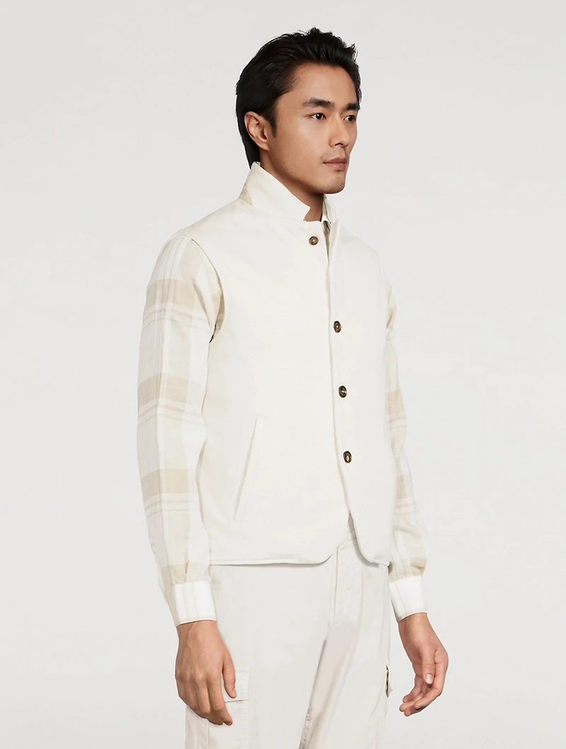 Linen And Cotton Reversible Vest